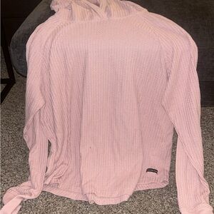 Calvin Klein Jeans Light Pink Waffle-Knit Hoodie Sweater